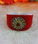 Red acrylic kundan stud free size bracelets