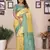 Yellow tissue silk blend saree with weaving zari work