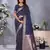 Dark navy blue banarasi tissue silk blend saree with gala weaving work