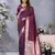 Maroon banarasi tissue silk blend saree with gala weaving work