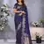 Violet banarasi tissue silk blend saree with gala weaving work