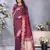 Maroon banarasi tissue silk blend saree with gala weaving work