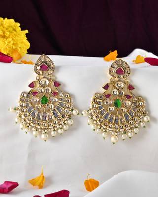 royal vintage ahemdabadi kundan chand bali earring 2
