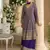 Purple embroidered georgette palazzo style salwar suit