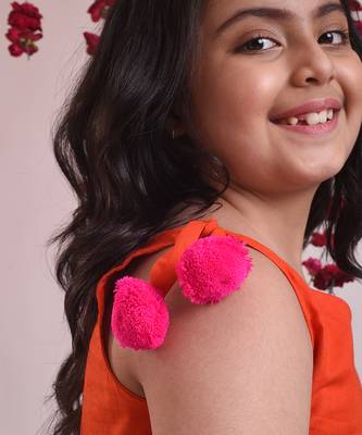 Pink And Orange cotton woven dress 3