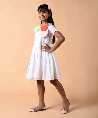 Solid white cotton woven dress 2