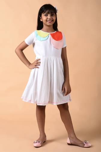 Solid white cotton woven dress