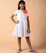 Solid white cotton woven dress