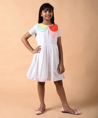 Solid white cotton woven dress 3