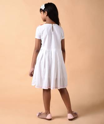 Solid white cotton woven dress 4