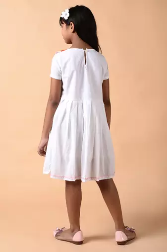 Solid white cotton woven dress