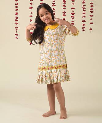 White cotton woven Printed dress 2