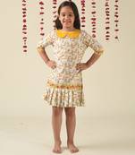 White cotton woven Printed dress