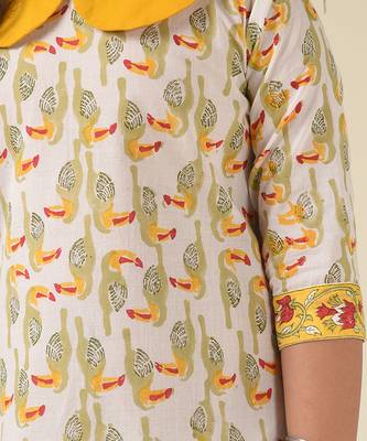 White cotton woven Printed dress 4