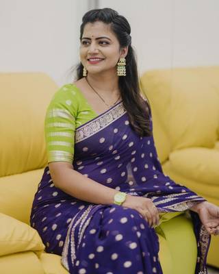 Purple Viscose Georgette Weaving Jacquard Saree  2