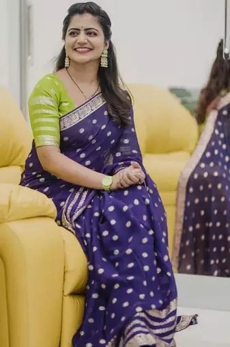 Purple Viscose Georgette Weaving Jacquard Saree 