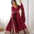 Maroon chinon anarkali set with heavy border & dupatta set