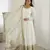 white chinon anarkali set with heavy border & dupatta set