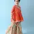 Orange cotton woven girls kurta pant set