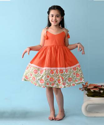 Orange cotton woven dress 1