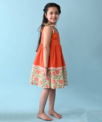 Orange cotton woven dress 2