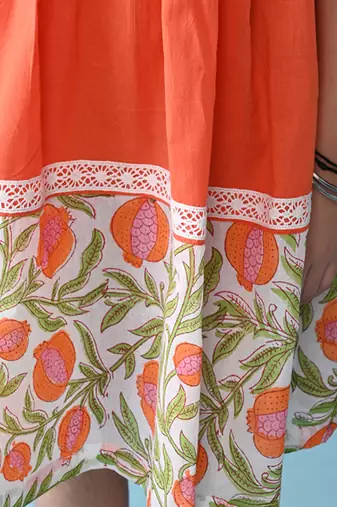 Orange cotton woven dress