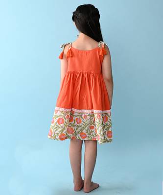 Orange cotton woven dress 4