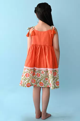 Orange cotton woven dress