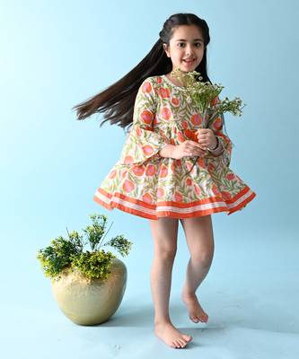 Multicolor floral printed cotton dress 1