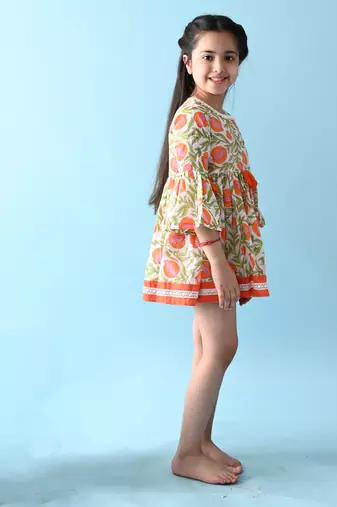 Multicolor floral printed cotton dress