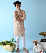 Multicolor cotton woven boys kurta pyjama
