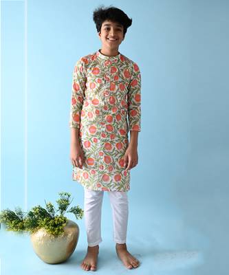 Multicolor cotton woven boys kurta pyjama 2