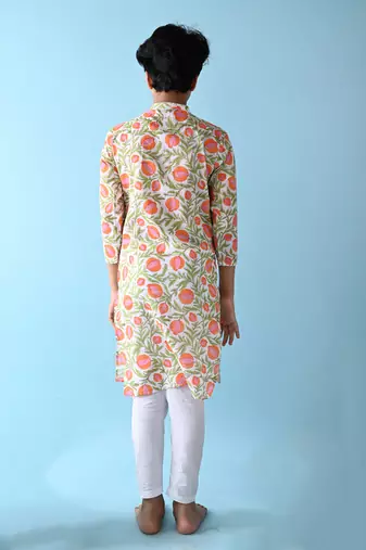 Multicolor cotton woven boys kurta pyjama