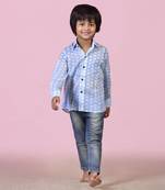 Blue cotton woven boys shirt