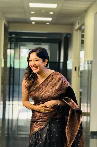 Black silk blend saree with blouse