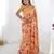 Orange printed chinon saree with border