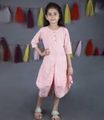 Peach cotton woven dress for girls
