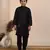 Black cotton woven boys kurta pyjama