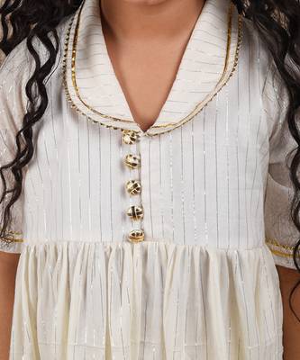 Ivory cotton woven kurta paired with dhoti 3