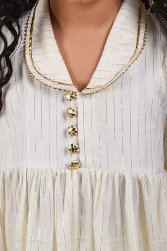 Ivory cotton woven kurta paired with dhoti