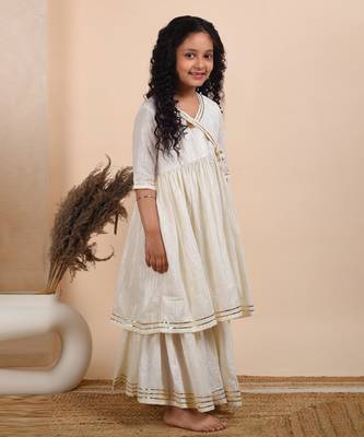 Ivory cotton woven kurta and sharara 3