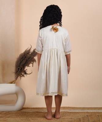 Ivory solid cotton woven dress 2
