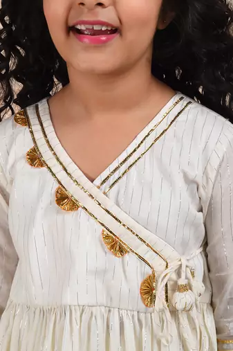 Ivory cotton woven kurta and sharara