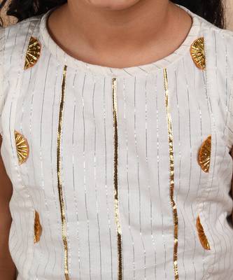 Ivory cotton woven top with skirt set 2