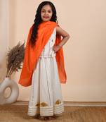 Ivory cotton woven top paired with skirt