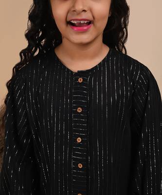 Black solid cotton woven dress 4
