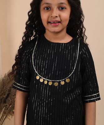 Black cotton woven kurta and sharara 2