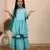 Blue cotton woven kurta sharara with dupatta