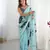 Sea green chinon printed saree