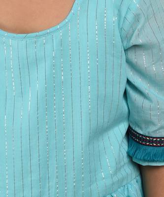 Blue cotton woven kurta sharara with dupatta 3